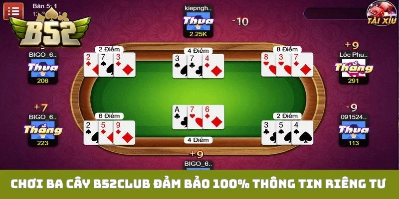 Chơi Ba cây B52club đảm bảo 100% thông tin riêng tư