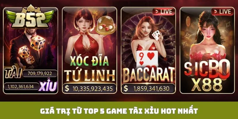 Giá trị từ top 5 game tài xỉu hot nhất