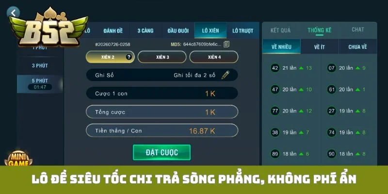 Lô đề siêu tốc chi trả sòng phẳng, không phí ẩn